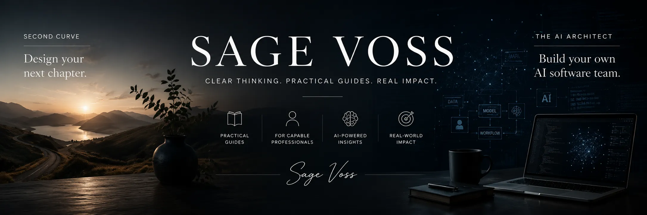 Sage Voss — clear thinking, practical guides, real impact